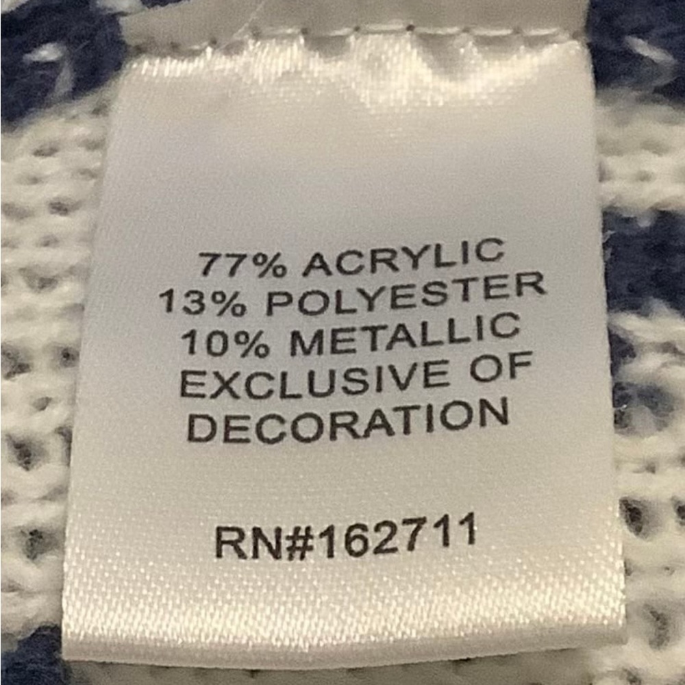 Festive Holiday Blue Sweater with Red and Green Accents - Picture 4 of 5